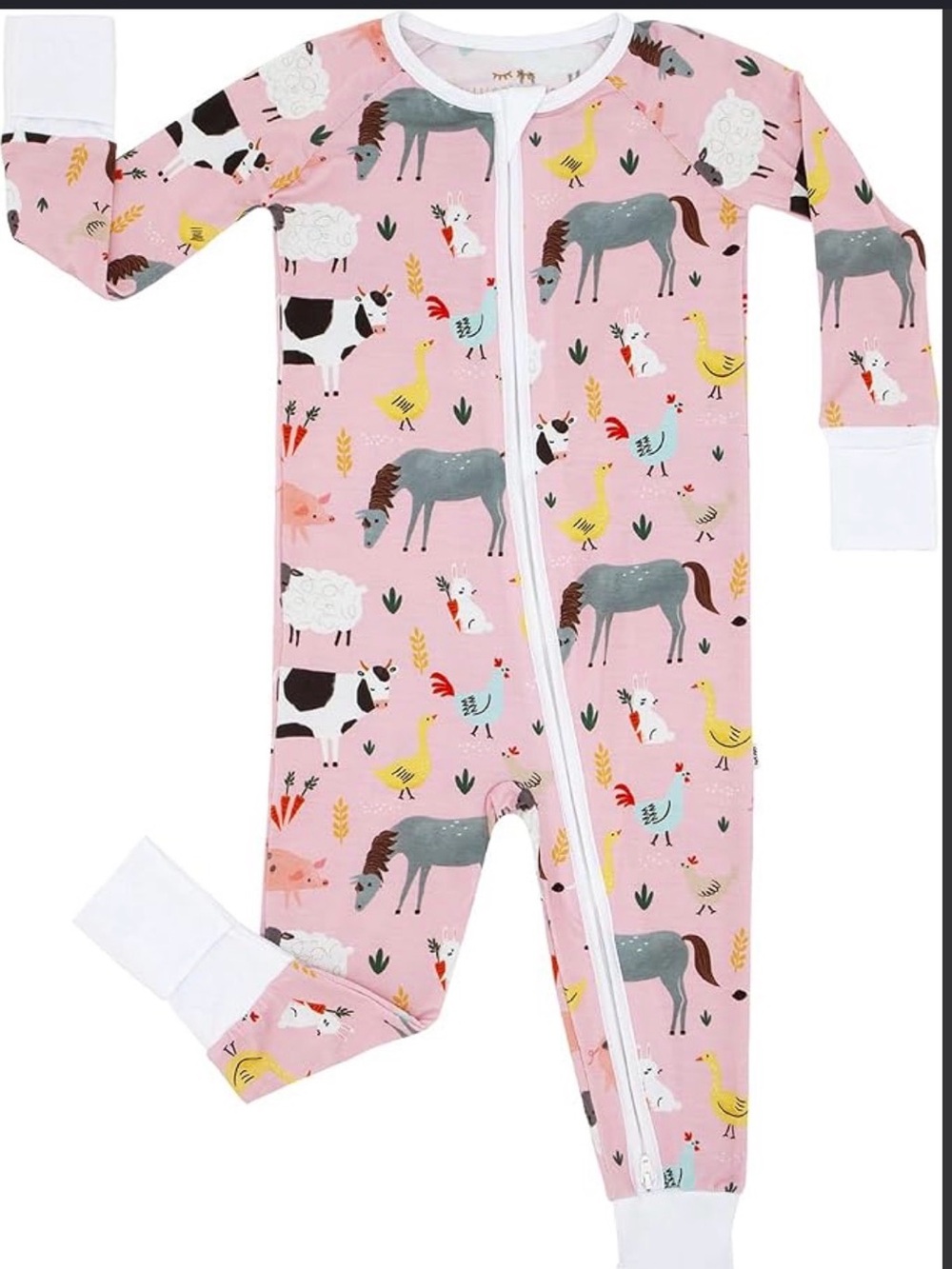 Little Sleepies Pink Farm Animal Zip Sleep Sack 18-24 months bamboo viscose